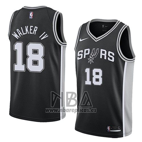 Camiseta San Antonio Spurs Lonnie Walker IV NO 18 Icon 2017-18 Negro